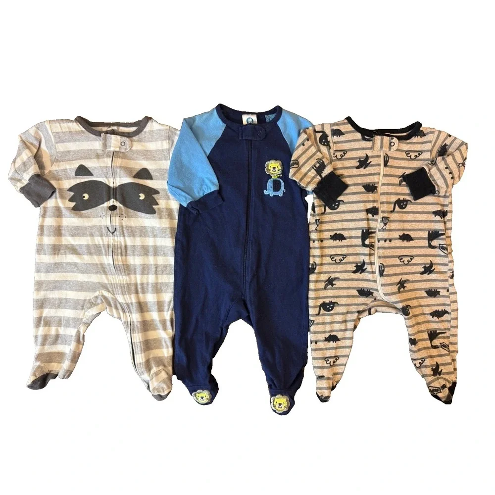 Baby Boy 0/3 Months Footed Sleepers Outfits Cotton Pajamas Clothes Lot Bundle